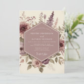 Invitation Mariage Botanique Fantaisiste Mauve (Debout devant)
