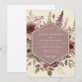 Invitation Mariage Botanique Fantaisiste Mauve (Devant / Derrière)
