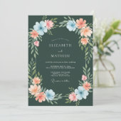 Invitation Mariage Botanique Fantaisiste Vert Forêt (Debout devant)