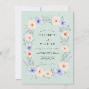 Invitation Mariage Botanique Fantaisiste Vert Menthe