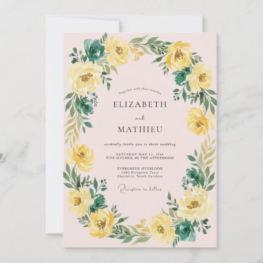 Invitation Mariage Botanique Félicité Jaune Doré (Devant)