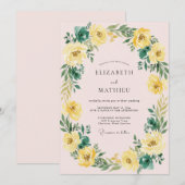 Invitation Mariage Botanique Félicité Jaune Doré (Devant / Derrière)