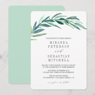 Invitation Mariage botanique Feuille de la branche Eucalyptus