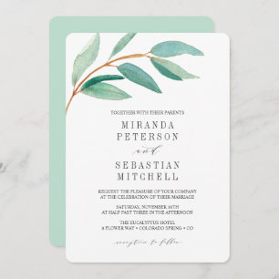 Invitation Mariage botanique Feuille de la branche Eucalyptus