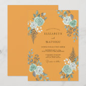 Invitation Mariage Botanique Feuille d'Eau Moutarde (Devant / Derrière)