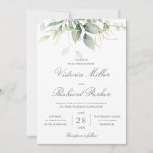 Invitation Mariage botanique Feuille Eucalyptus Green (Devant)