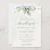 Invitation Mariage botanique Feuille Eucalyptus Green (Devant)
