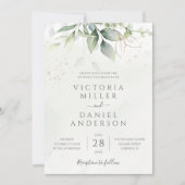 Invitation Mariage botanique Feuille Eucalyptus Green (Devant)