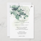 Invitation Mariage botanique Feuille vert aquarelle (Devant)
