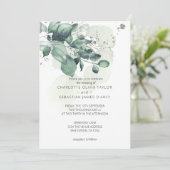 Invitation Mariage botanique Feuille vert aquarelle (Debout devant)