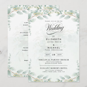 Invitation Mariage botanique feuilles d'eucalyptus héritage R