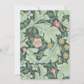 Invitation Mariage botanique feuilles vertes or menthe vintag (Dos)