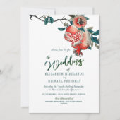 Invitation Mariage botanique Feuilles verts Grenade moderne (Devant)
