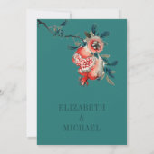 Invitation Mariage botanique Feuilles verts Grenade moderne (Dos)