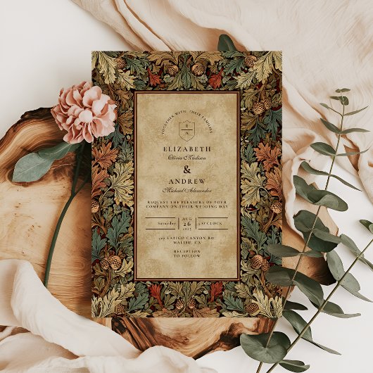 Invitation Mariage Botanique Feuillu Vintage