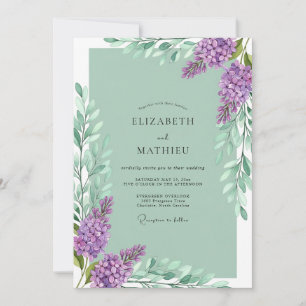 Invitation Mariage Botanique Fleur de Lilas Menthe
