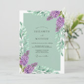 Invitation Mariage Botanique Fleur de Lilas Menthe (Debout devant)