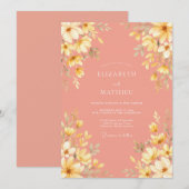 Invitation Mariage Botanique Fleur de Pêche (Devant / Derrière)