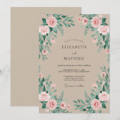 Invitation Mariage Botanique Fleur de Pêcher (Devant / Derrière)