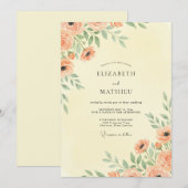 Invitation Mariage Botanique Fleur de Pêcher (Devant / Derrière)