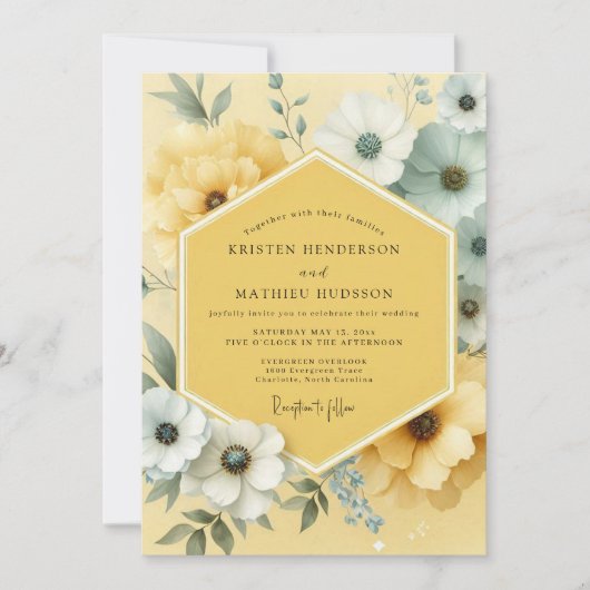 Invitation Mariage Botanique Fleur Jaune (Devant)