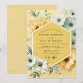 Invitation Mariage Botanique Fleur Jaune (Devant / Derrière)
