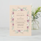 Invitation Mariage Botanique Fleur Mauve (Debout devant)
