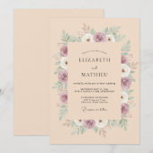 Invitation Mariage Botanique Fleur Mauve (Devant / Derrière)
