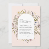 Invitation Mariage botanique fleur sauvage (Devant)