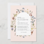 Invitation Mariage botanique fleur sauvage (Devant)