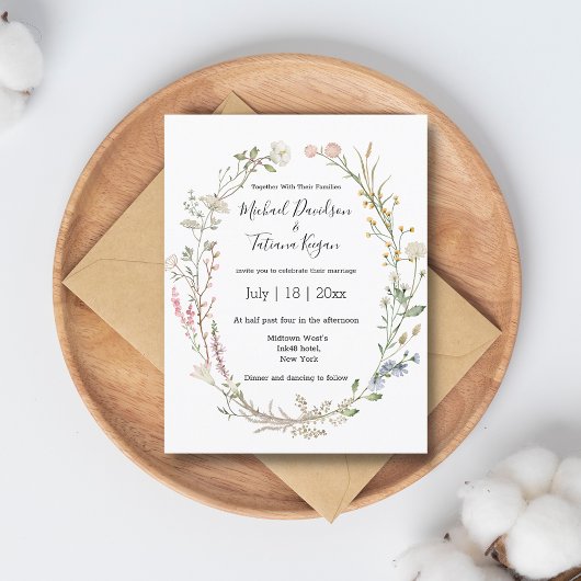 Invitation mariage botanique fleur sauvage
