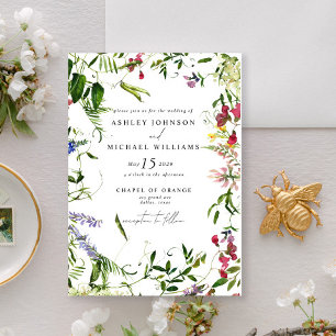 Invitation Mariage botanique Fleur sauvage moderne