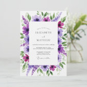Invitation Mariage Botanique Fleur Violette (Debout devant)
