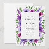 Invitation Mariage Botanique Fleur Violette (Devant / Derrière)