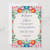 Invitation Mariage botanique fleuri coloré mexicain Fiesta (Devant)