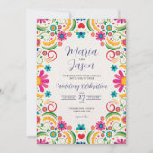 Invitation Mariage botanique fleuri coloré mexicain Fiesta (Devant)