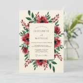 Invitation Mariage botanique fleuri de Bourgogne (Debout devant)