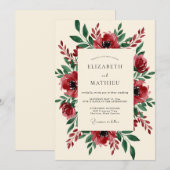 Invitation Mariage botanique fleuri de Bourgogne (Devant / Derrière)