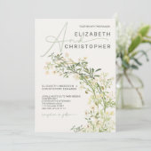 Invitation Mariage botanique fleuri fleur sauvage (Debout devant)