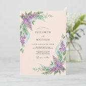 Invitation Mariage botanique fleuri lavande (Debout devant)