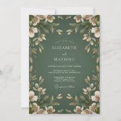 Invitation Mariage Botanique Fleurie Vert Émeraude (Devant)