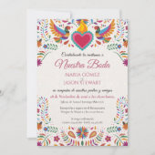 Invitation Mariage Botanique Fleurs Colorées Fiesta Espagnol (Devant)