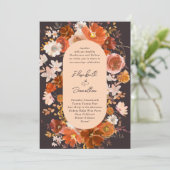 Invitation Mariage botanique floral à crème de minuit (Debout devant)