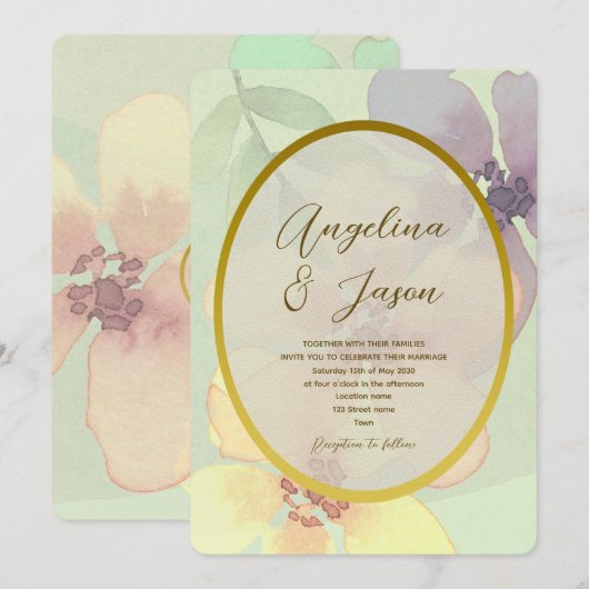 Invitation Mariage botanique floral Boho (Devant / Derrière)