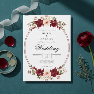 Invitation Mariage botanique floral Crimson