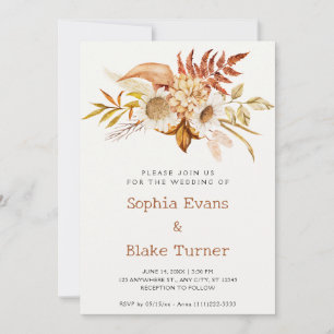 Invitation Mariage Botanique Floral de Campagne Automnal Blan