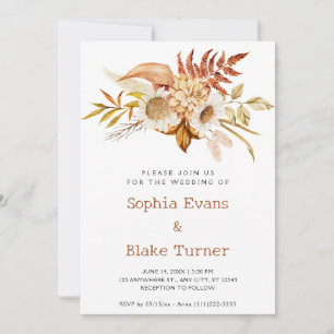 Invitation Mariage botanique floral de campagne d'automne bla