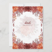 Invitation Mariage botanique floral de la chute d'orange brûl (Dos)