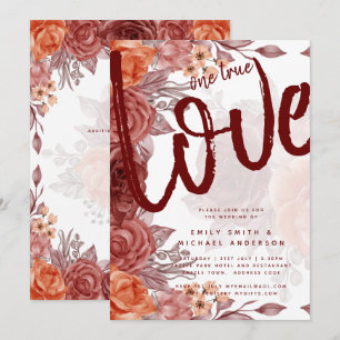 Invitation Mariage botanique floral de la chute d'orange brûl