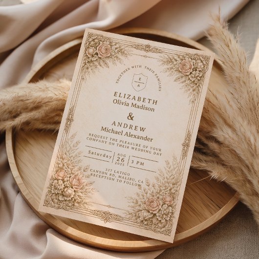 Invitation Mariage Botanique Floral de Luxe Rustique